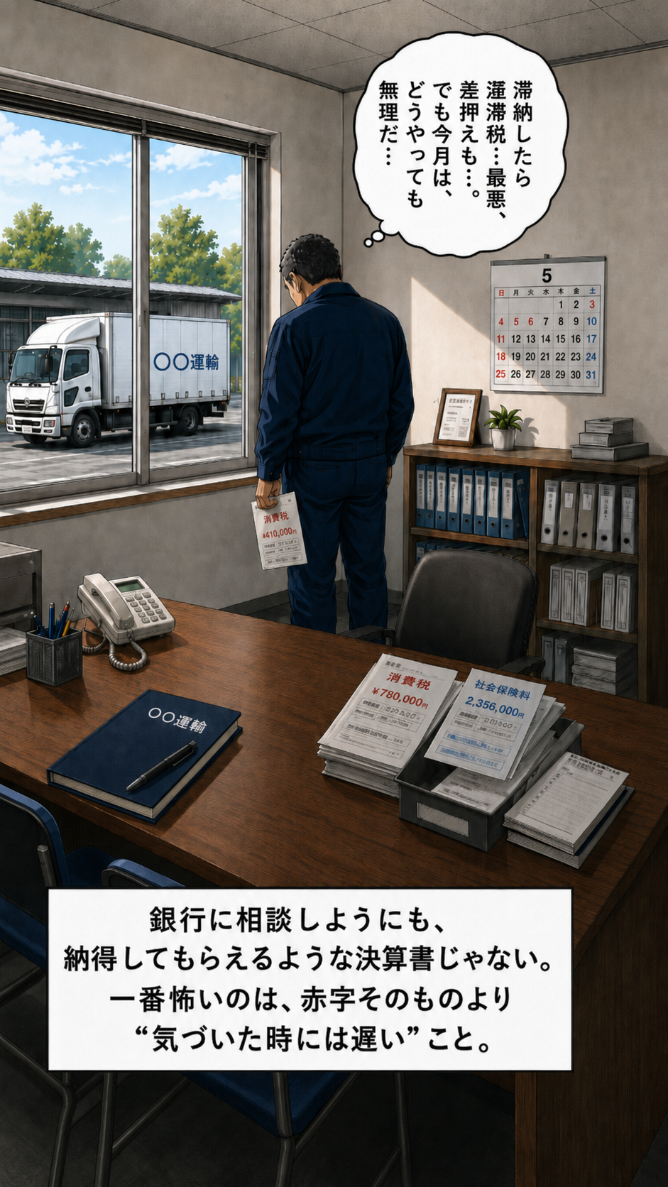 資金調達に悩む運送会社の漫画